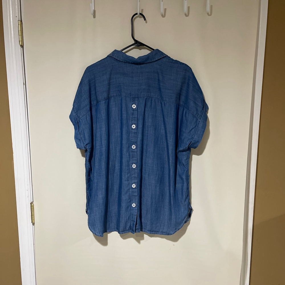 Talbots Blue Chambray Button Down Shirt Women's XLP Petite - Picture 8 of 8